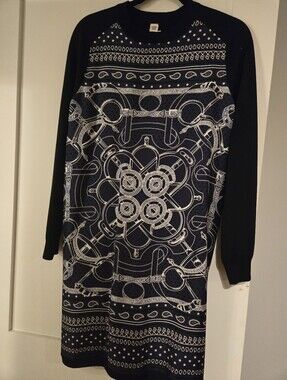 RARE Authentic Hermes Eperon d"Or Bandana Twillaine Navy Blue Dress